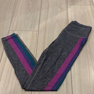 Spiritual Gangster Gray Leggings with Pink and Teal Stripes